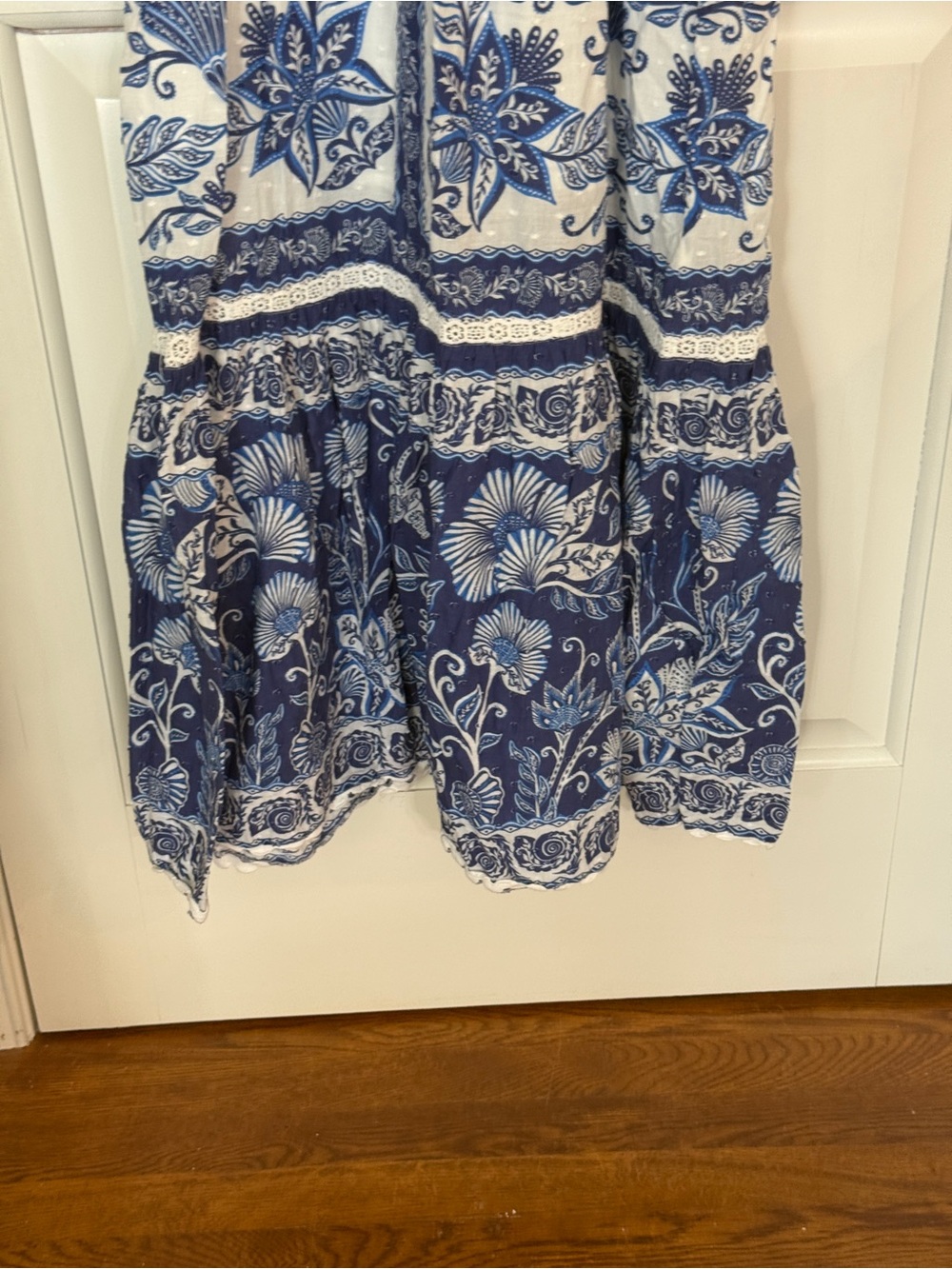 FARM Rio Shell Garden Maxi Dress Blue Floral XS Cotton Smocked 25787 - Picture 6 of 16